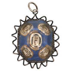 Amulette italienne en argent et en verre, Rare Judaica from Italy 17-18th Century