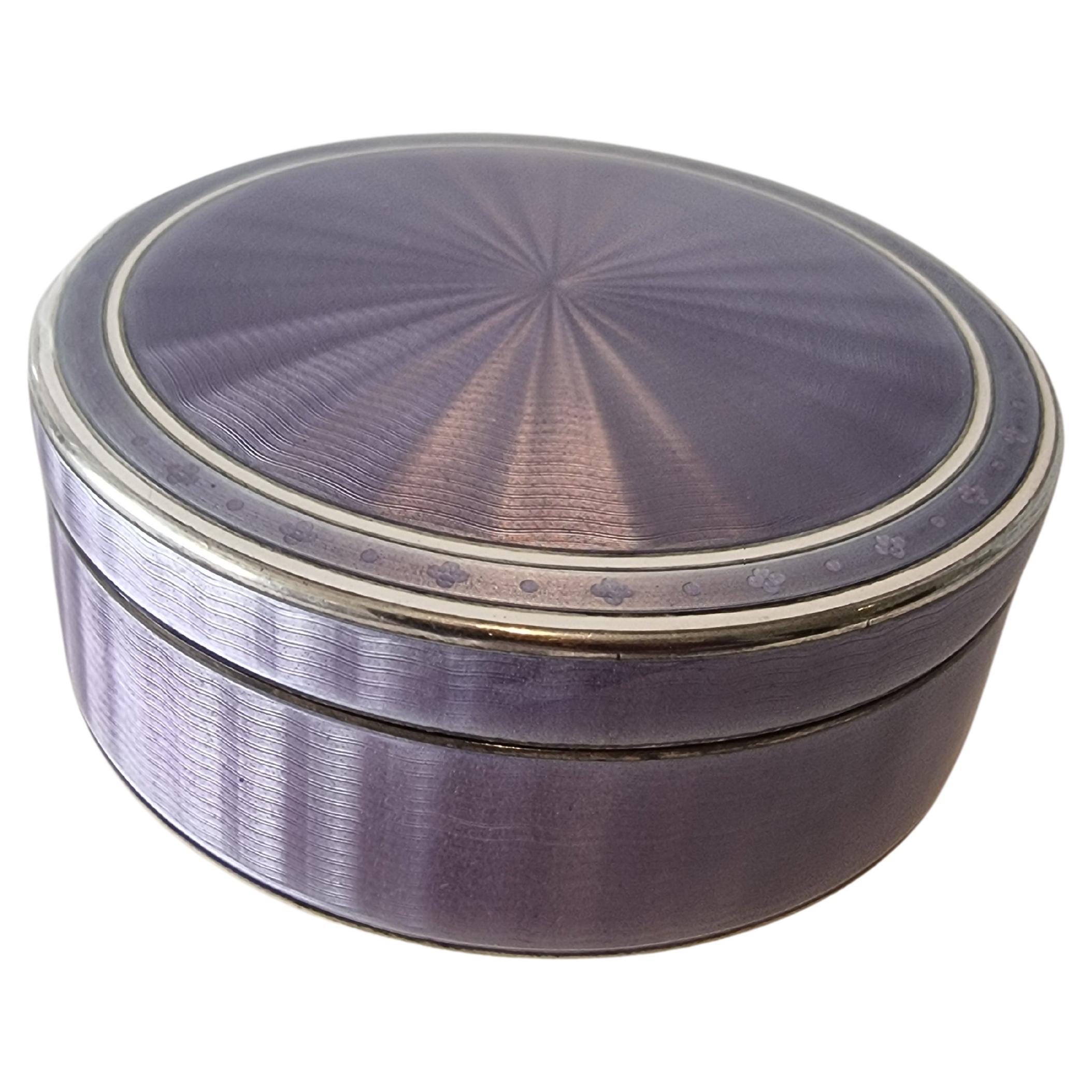 A  Silver and Purple Guilloche enamel box For Sale