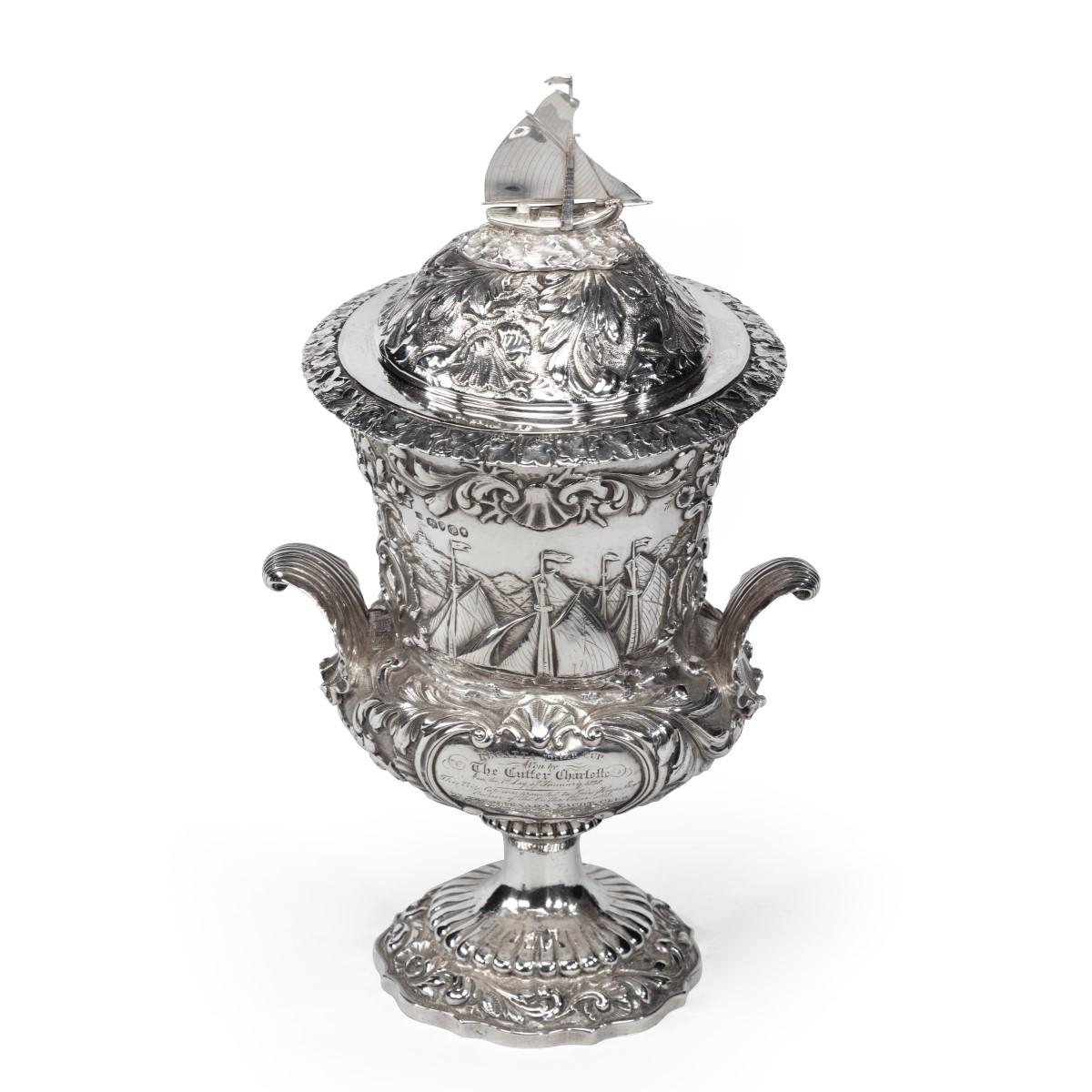 Mid-19th Century Silver and Silver-Gilt Sailing Regatta Trophy by Samuel Hayne and Dudley Cater