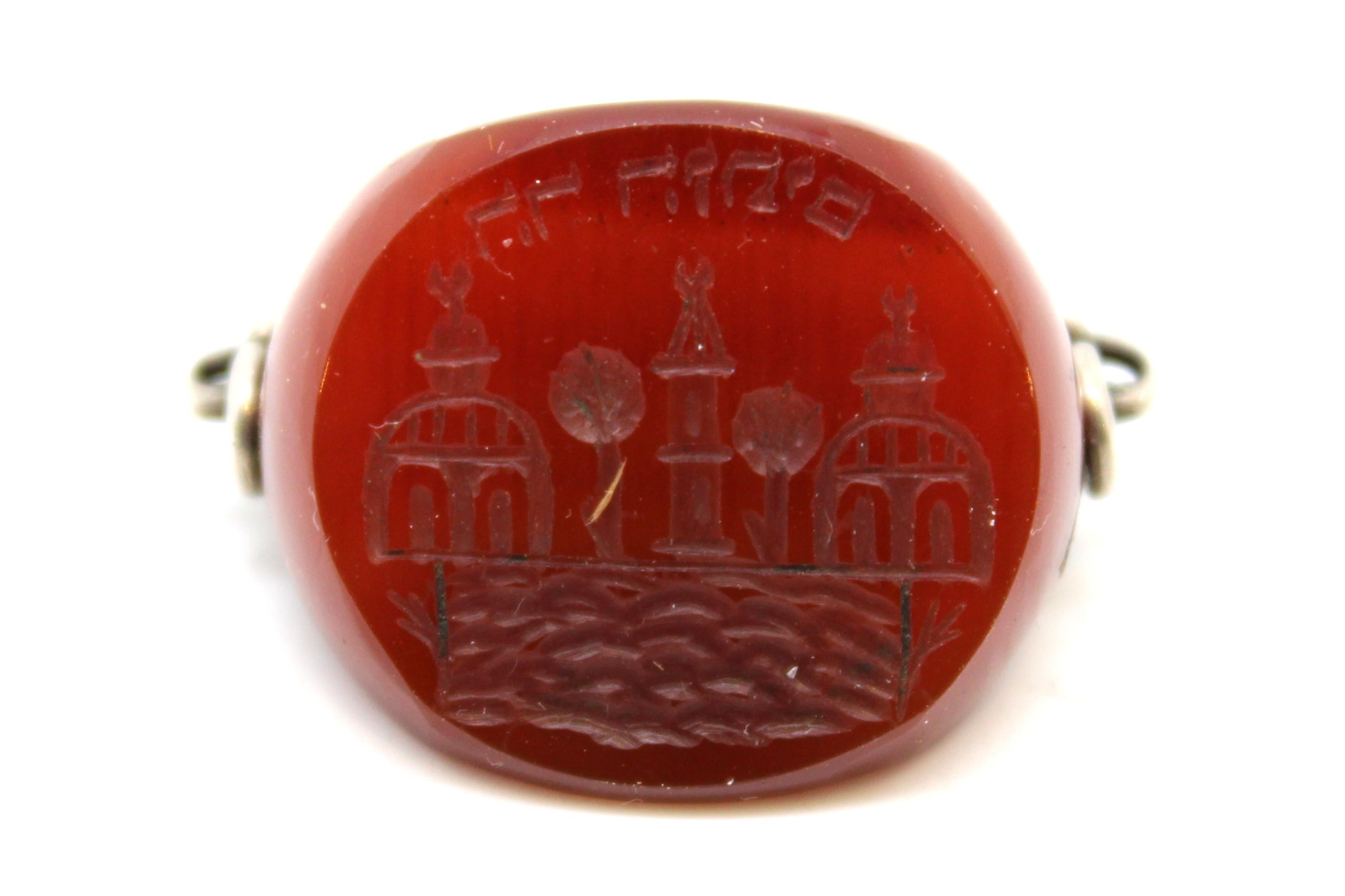 A Silver and Stone Jerusalem Seal Circa 1900's For Sale 1