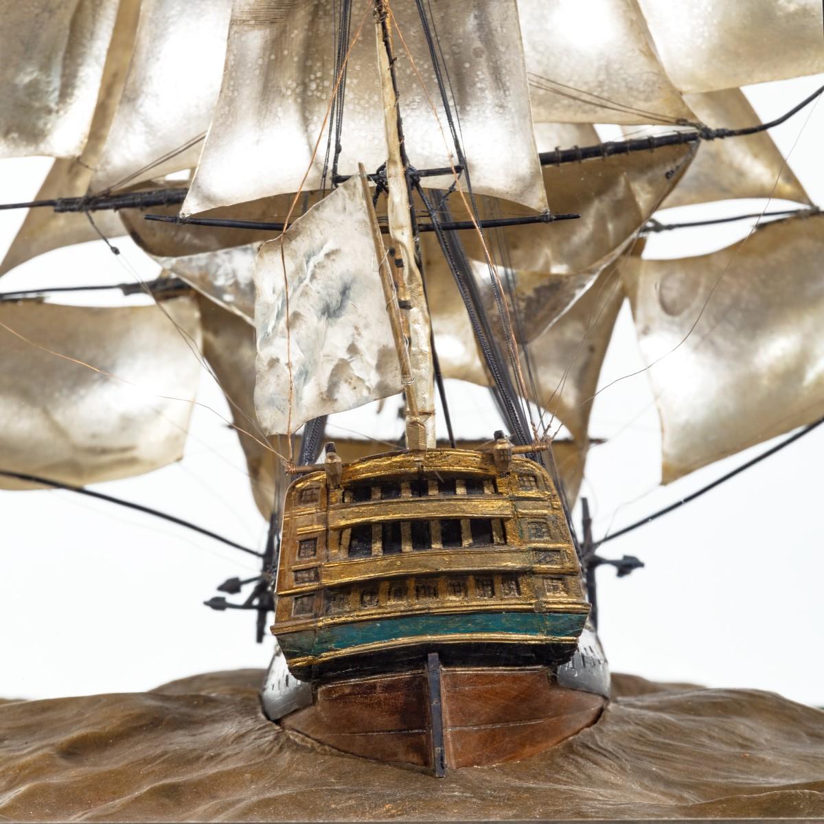 Silver and Wood Model of HMS Victory by H Wylie 5