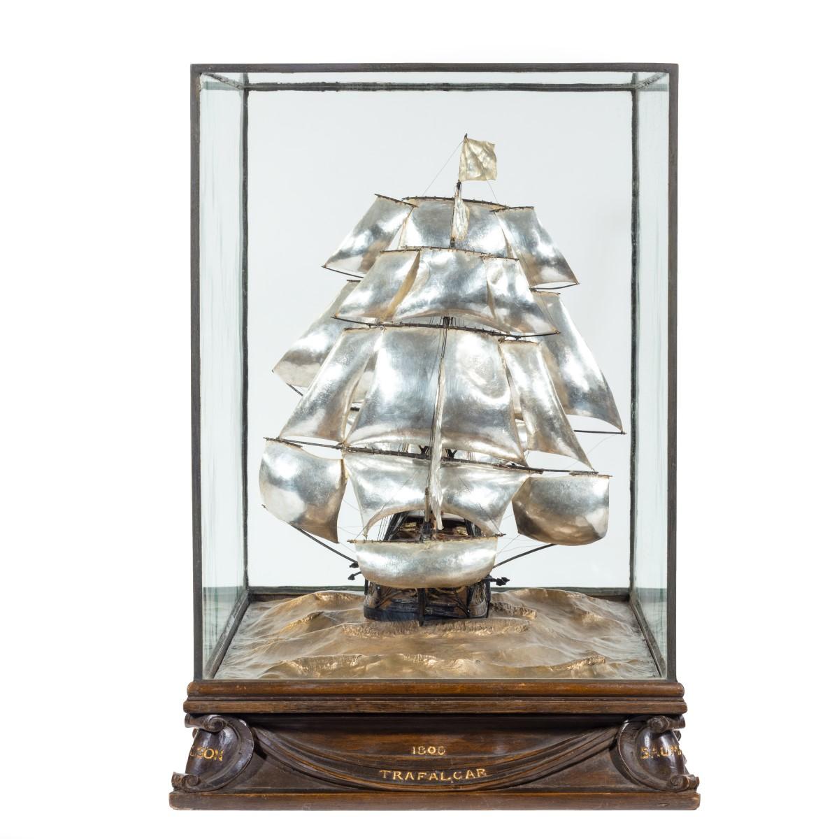 Silver and Wood Model of HMS Victory by H Wylie 6