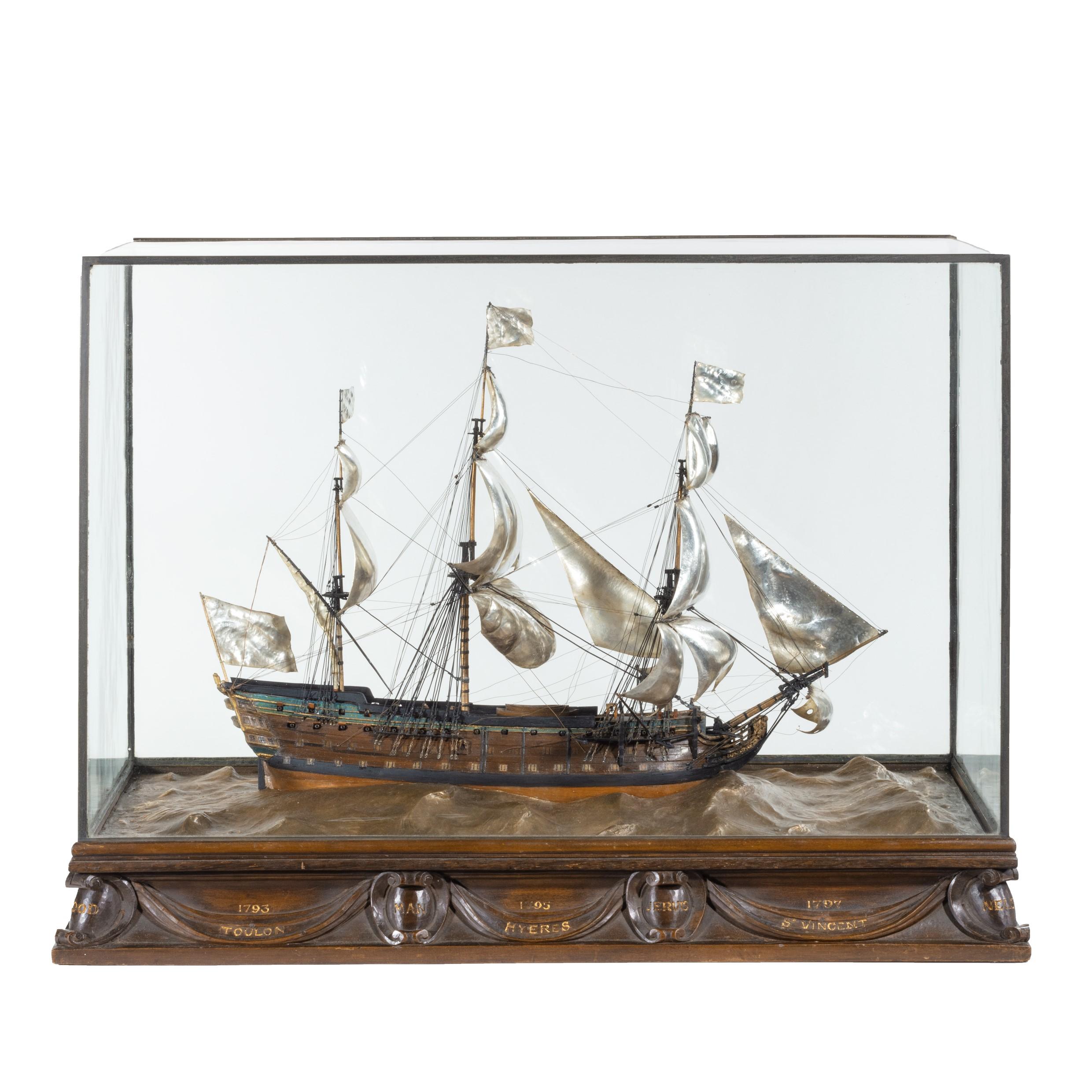 Silver and Wood Model of HMS Victory by H Wylie 13