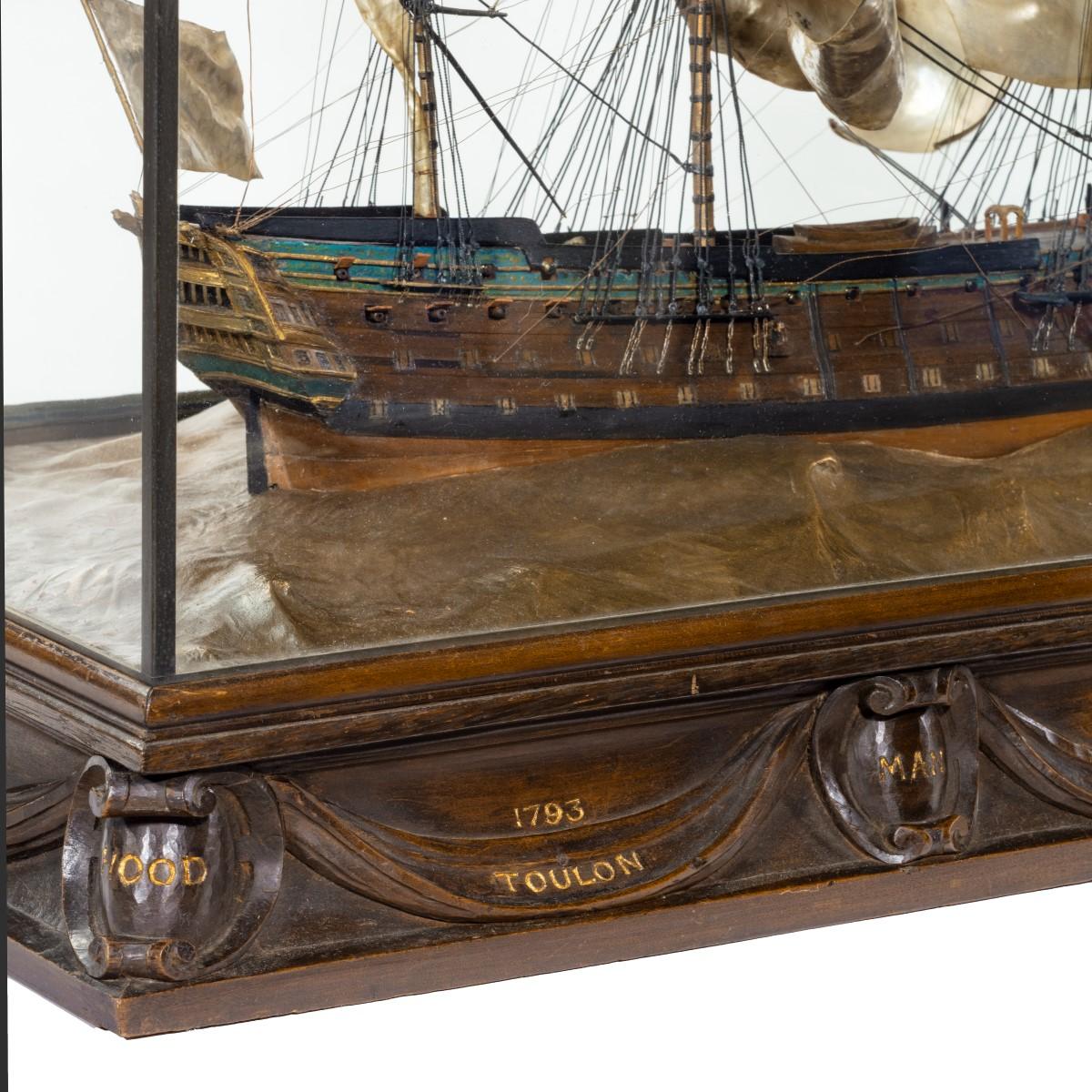 Silver and Wood Model of HMS Victory by H Wylie In Good Condition In Lymington, Hampshire