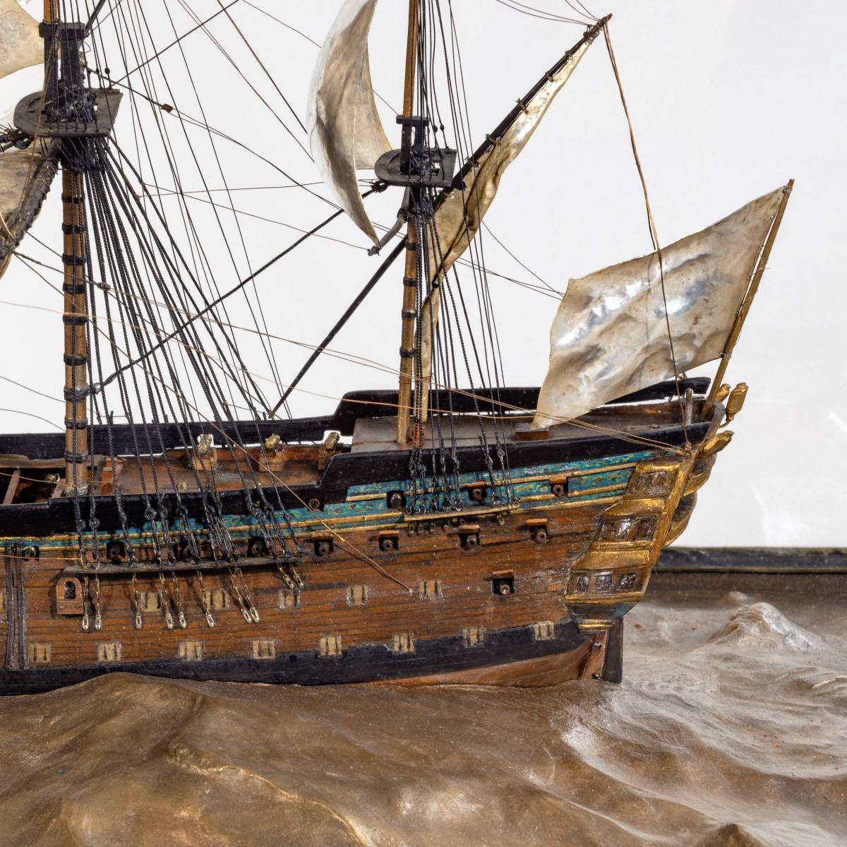 Silver and Wood Model of HMS Victory by H Wylie 3
