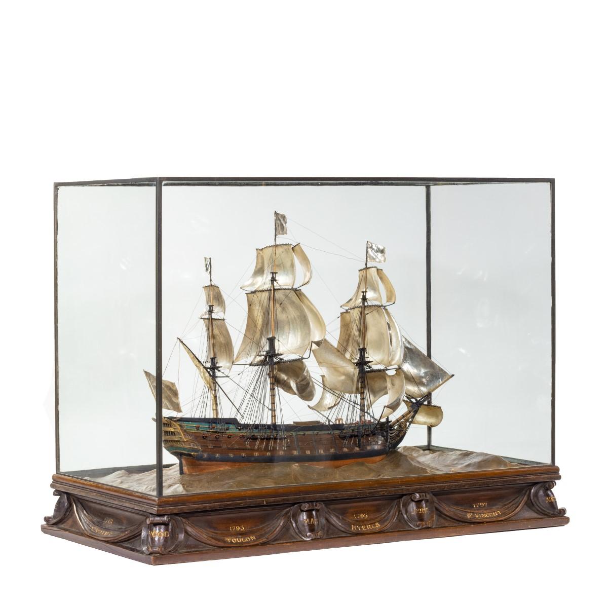 Silver and Wood Model of HMS Victory by H Wylie 4
