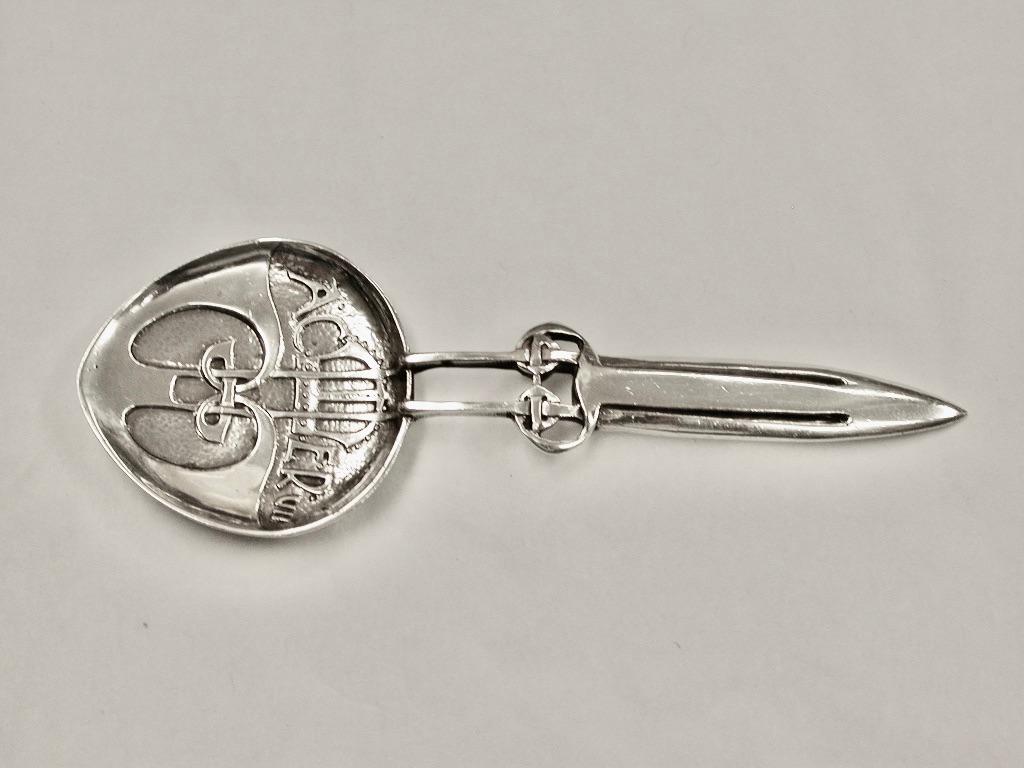 English Silver Archibald Knox Coronation Caddy Spoon Made for Liberty & Co, 1901