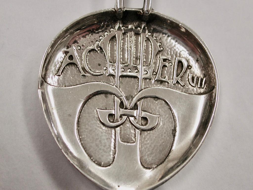 Sterling Silver Silver Archibald Knox Coronation Caddy Spoon Made for Liberty & Co, 1901
