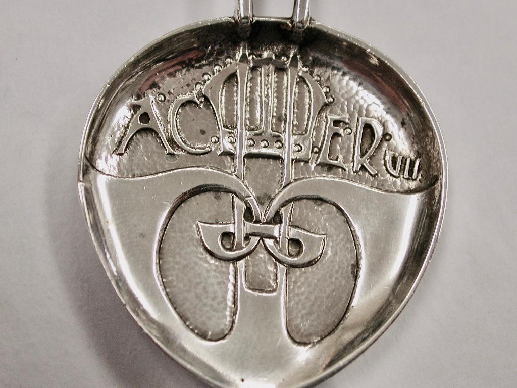 Sterling Silver Silver Archibald Knox Coronation Caddy Spoon Made for Liberty & Co, 1901