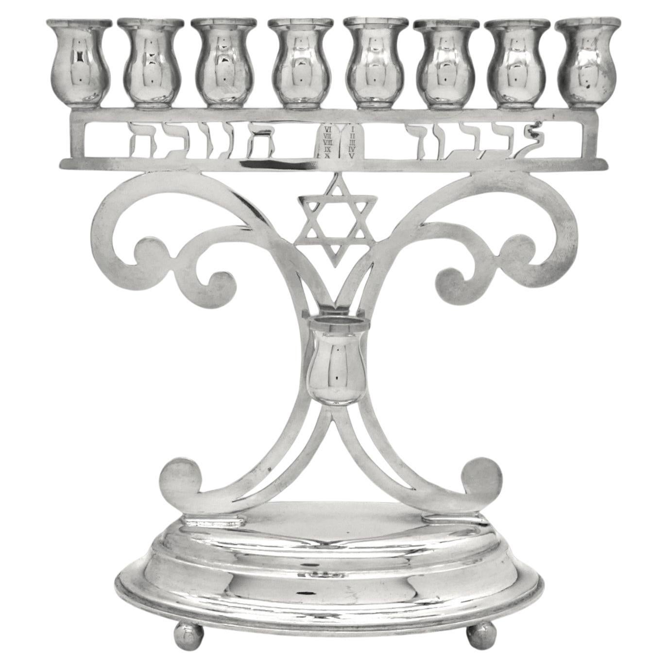 A Silver Austrian Hannukah Lamp, Circa 1925 For Sale