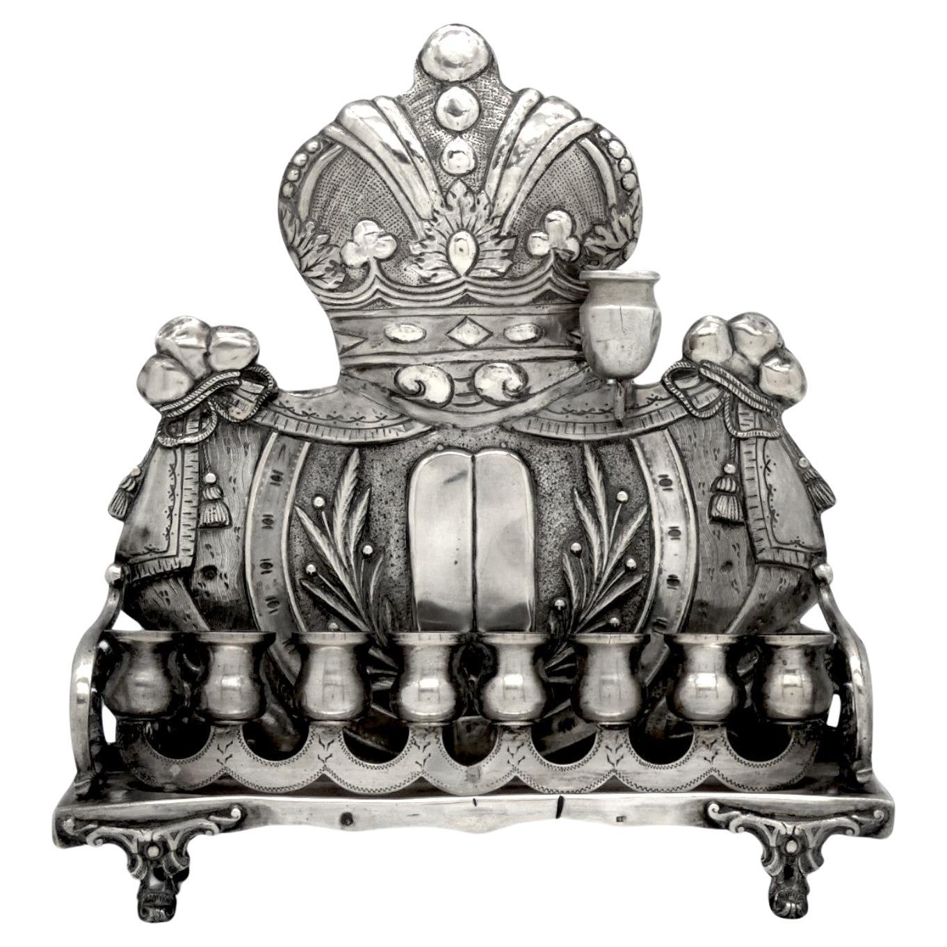 A Silver Austrian Hannukah Lamp, late 19th Century