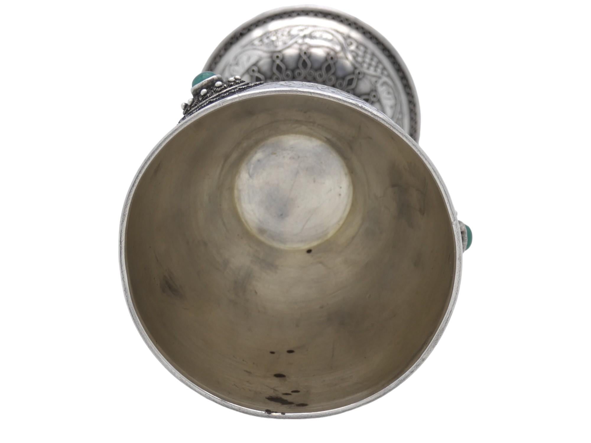 Metà XX secolo Calice Kiddush in argento Bezalel, Israel 1950 circa, Judaica, Gerusalemme in vendita