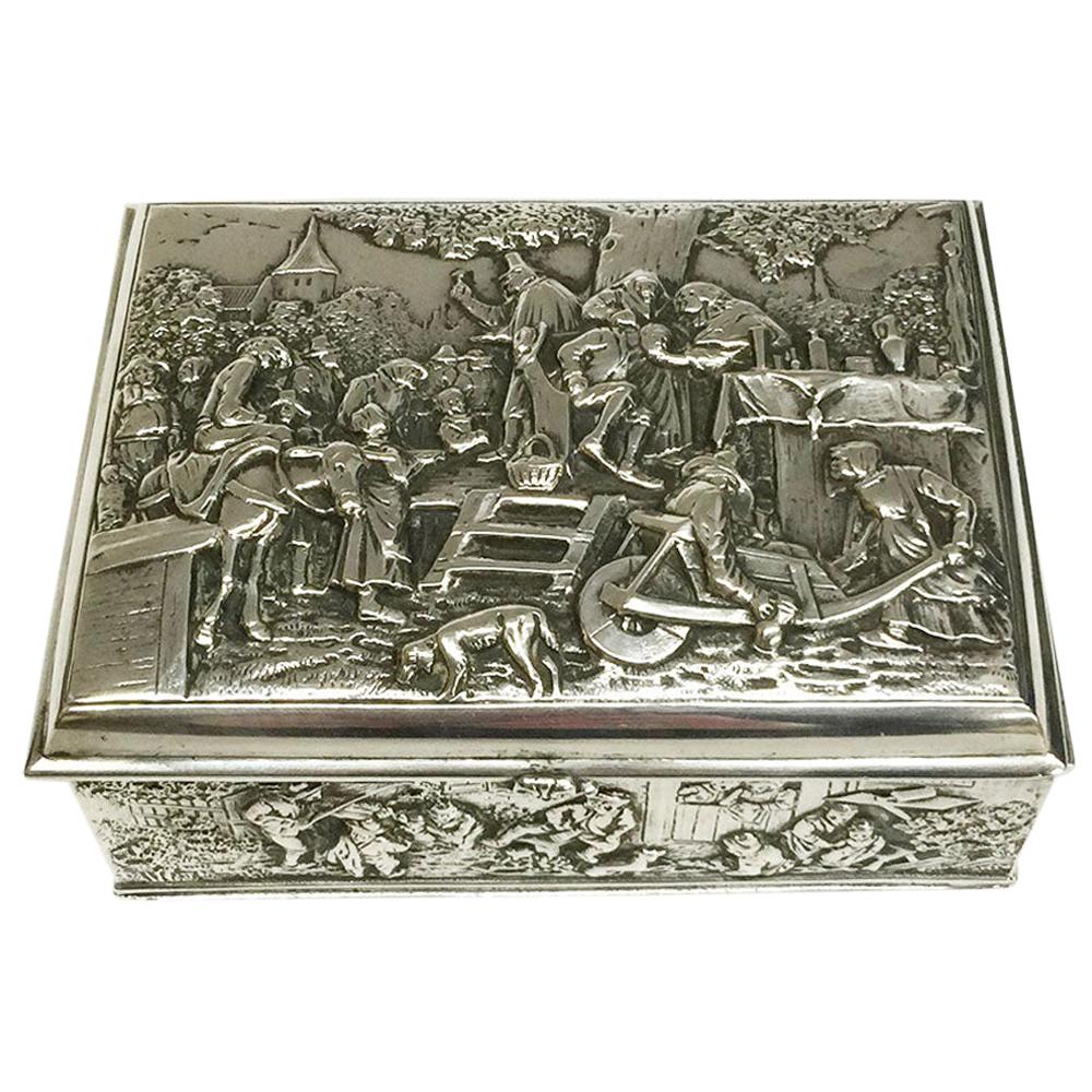 Silver Box with a Scene after a Painting of Jan Steen "the Quack, 1650-1660"