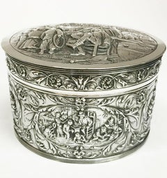 Silver Box with Scene After a Painting of Jan Steen 17th C ,  "The Tooth Puller”