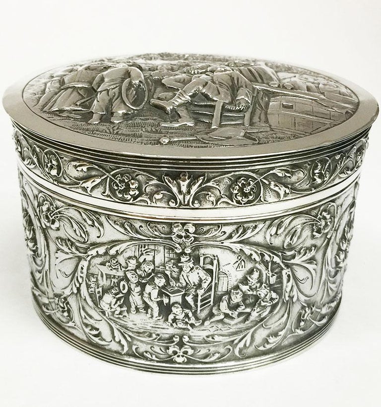 Silver Box with a Scene After a Painting of Jan Steen 