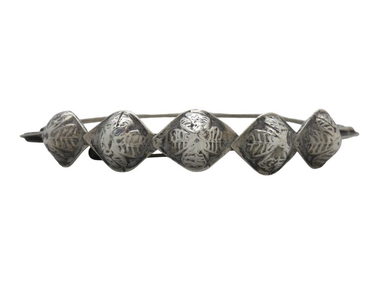 BROCHE ANCIENNE En Métal Argenté - Début 1900, état D'usage | Bijou Vintage Rétro Collection