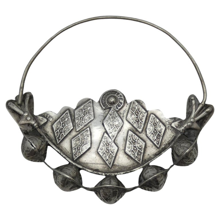 Broche Ancienne En Métal Argenté - Début 1900 - Occasion En Bon état D'usage