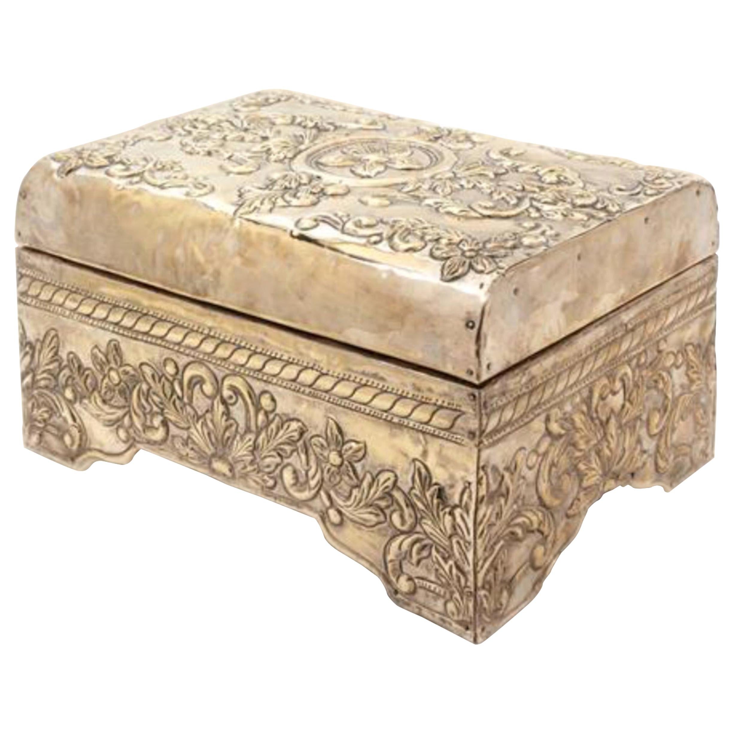 Silver-Clad Table Casket with Golden Patina For Sale