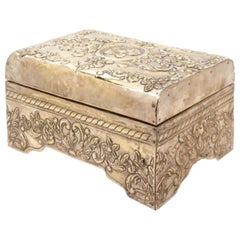 Vintage Silver-Clad Table Casket with Golden Patina