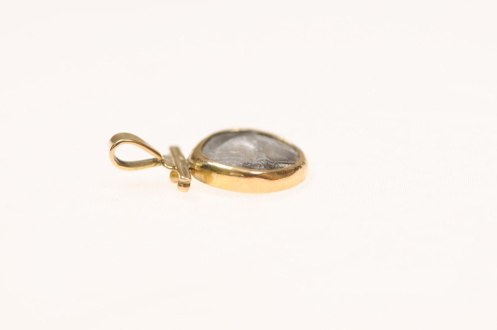 A Silver Drachm Gorgon {coin} Pendant w 18K gold For Sale 5