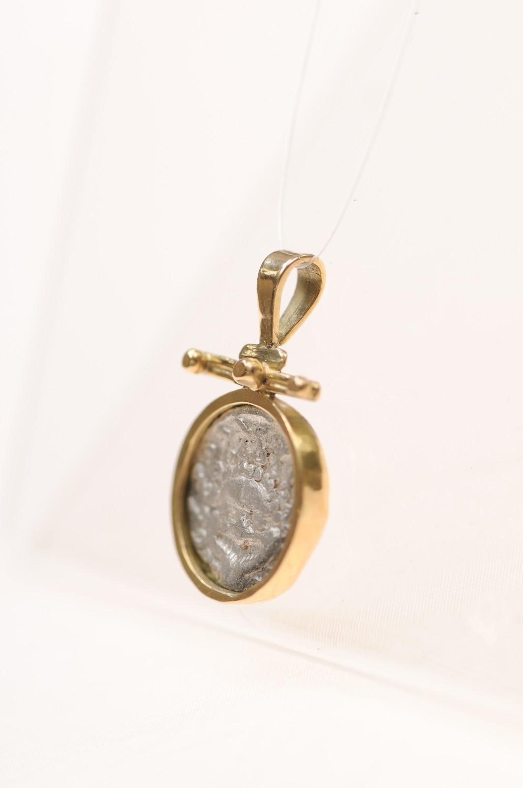 Women's or Men's A Silver Drachm Gorgon {coin} Pendant w 18K gold For Sale
