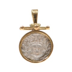 A Silver Drachm Gorgon {coin} Pendant w 18K gold