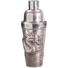 Silberner Drachen-Cocktailshaker, China, um 1920