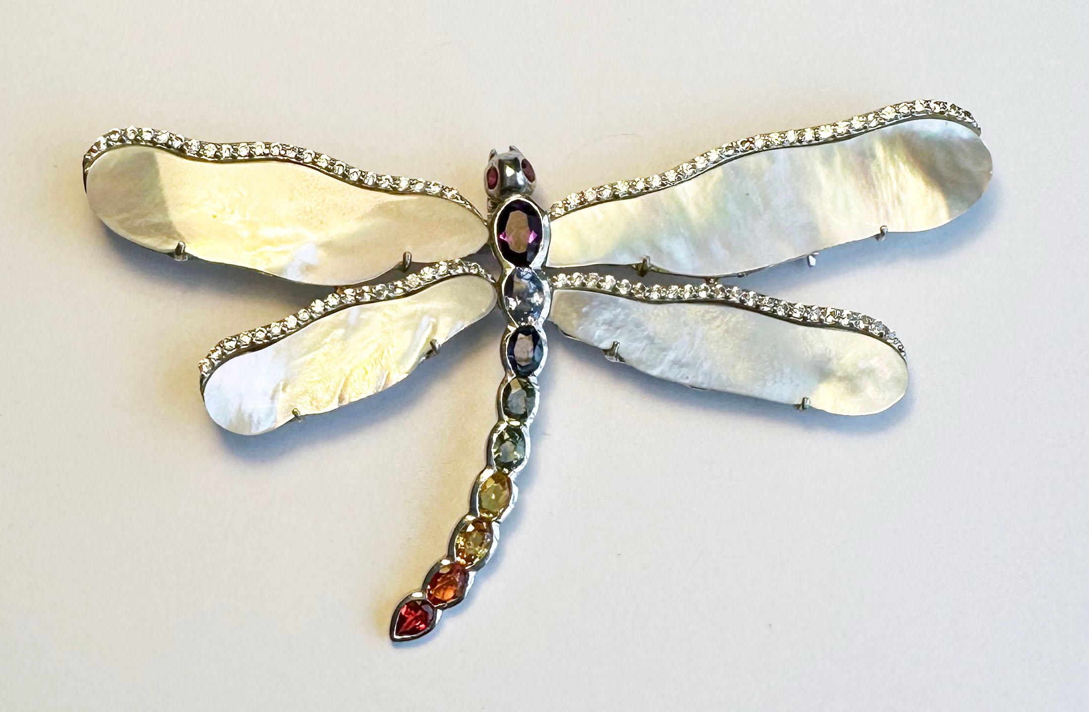 A Silver Dragonfly Brooch/Pendant set with Sapphires For Sale 5