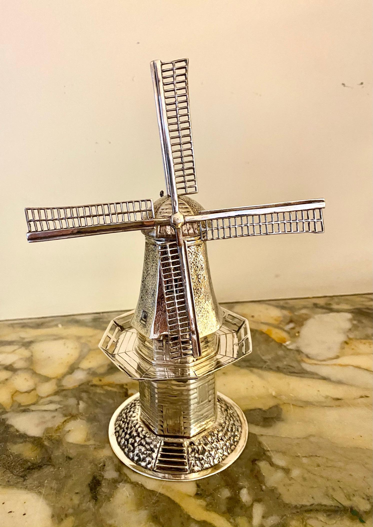 Women's or Men's Silver Dutch Windmill, 1968, Handmade For Sale