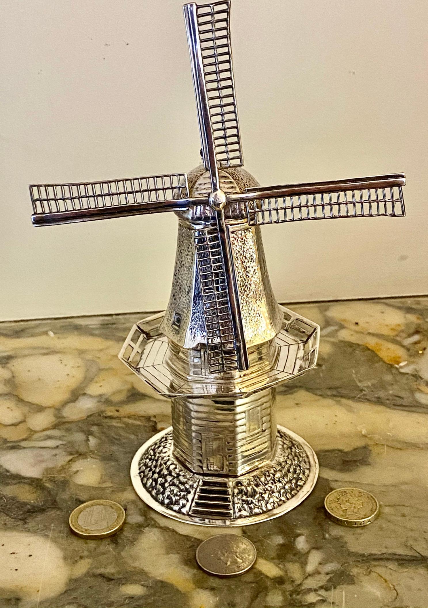 Silver Dutch Windmill, 1968, Handmade For Sale 1