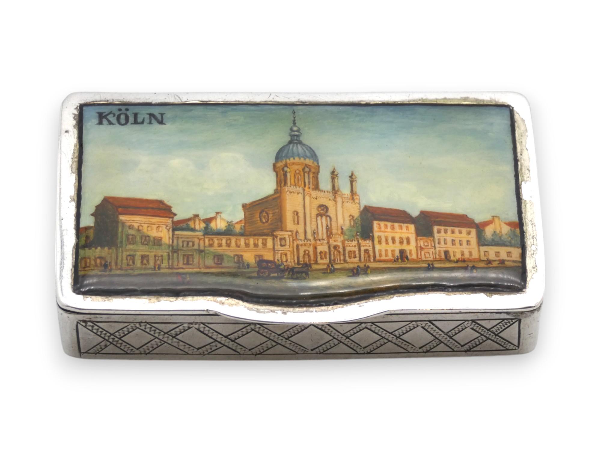 Tabacchiera in argento e smalto raffigurante la sinagoga di Colonia, Germania, XIX secolo