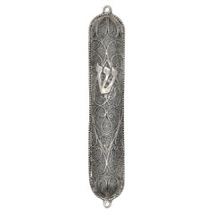 Étui Mezuzah en argent filigrane, Israël vers 1980