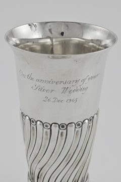 A silver flower vase