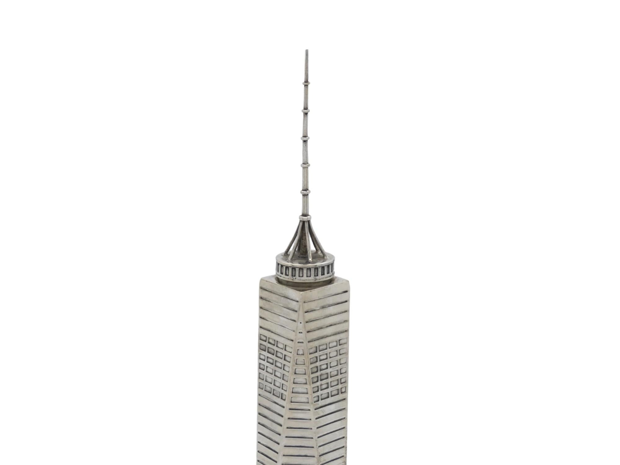 American A Silver Freedom Tower Spice Container by Tommy Gelb, New York 2014 For Sale