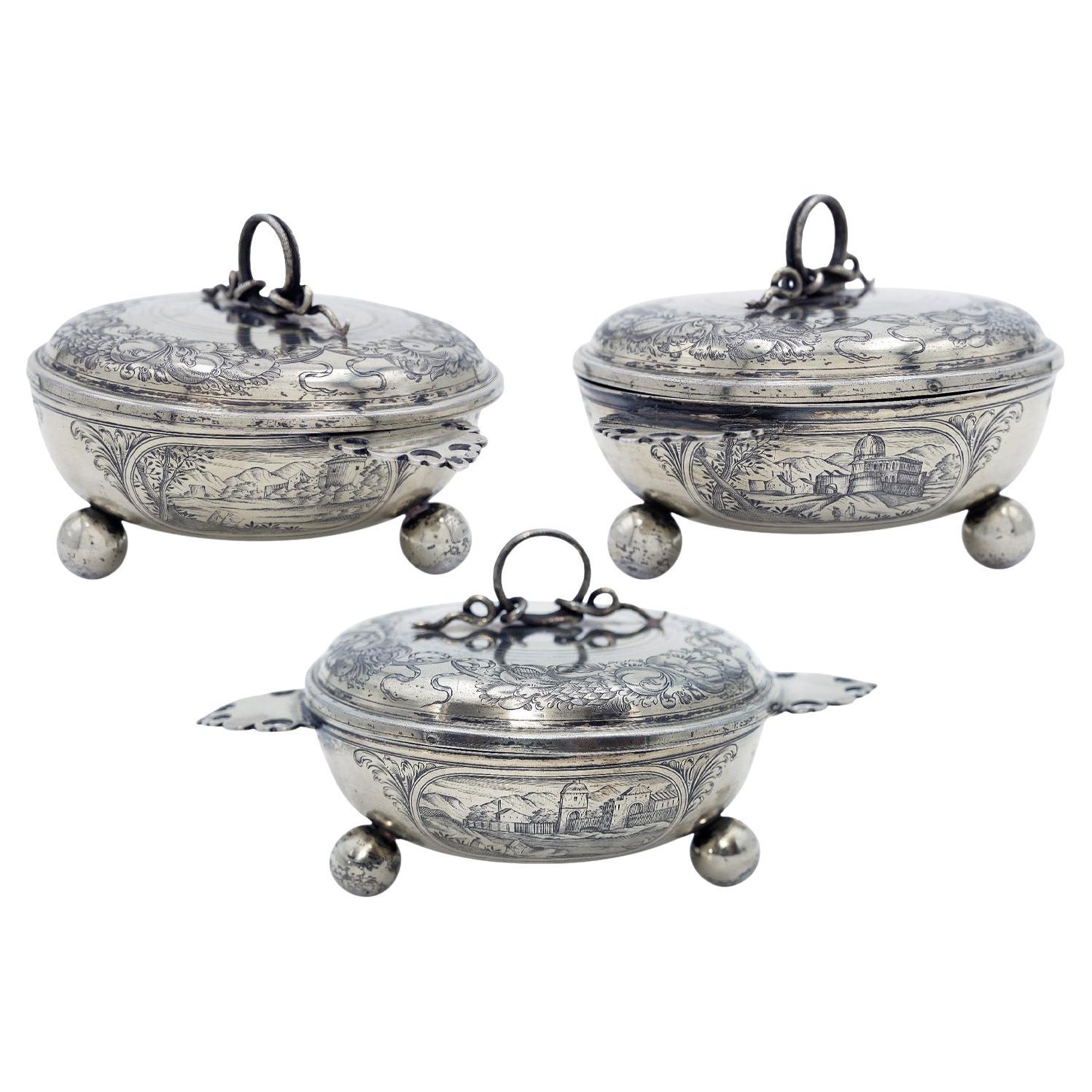A Silver Gilt Engraved Bowl and Matching Cover, Augsburg circa 1700