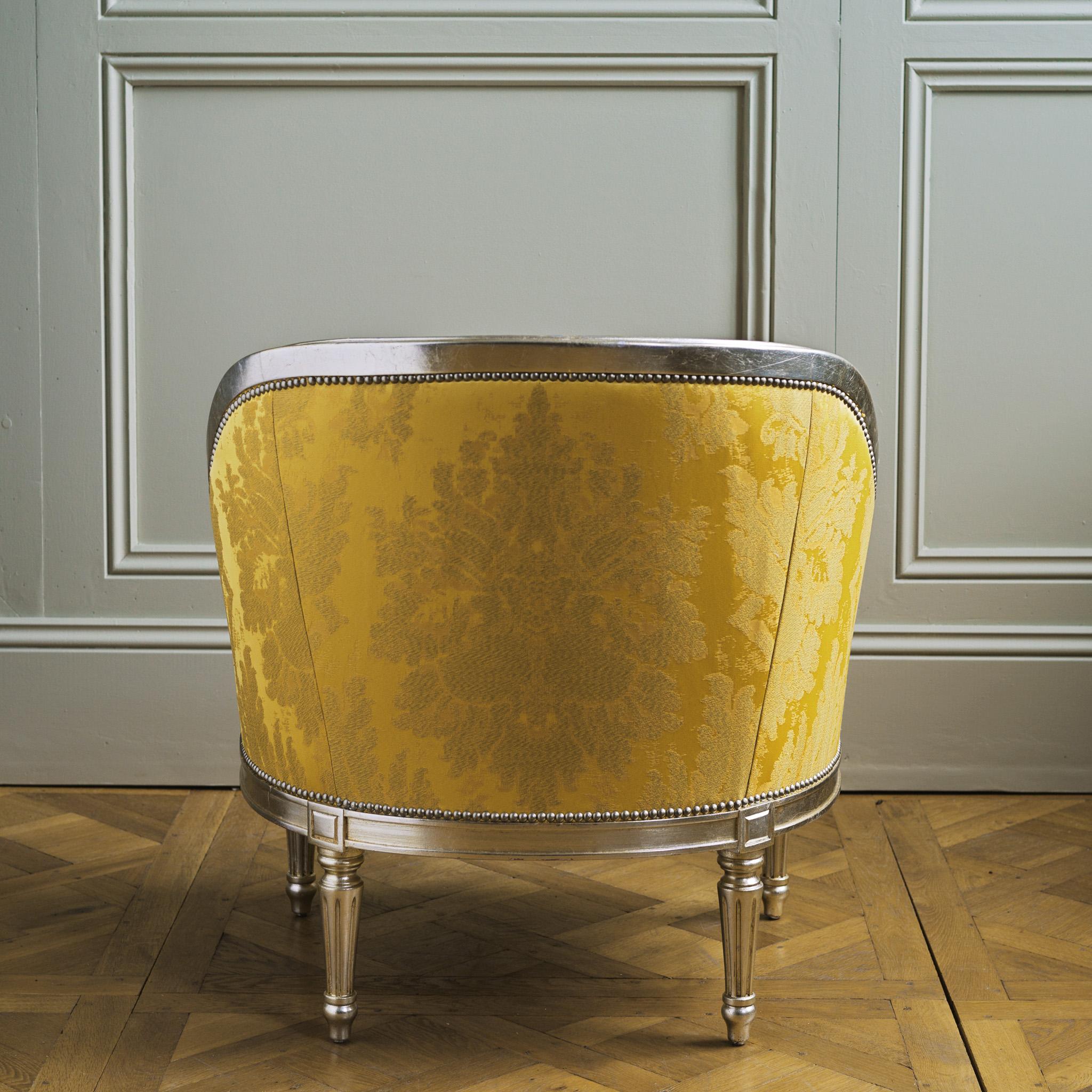 Marquise-Sessel aus versilbertem, vergoldetem Holz im Hollywood-Regency-Stil (21. Jahrhundert und zeitgenössisch) im Angebot