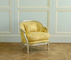 A Silver Gilt Wood Hollywood Regency Style Marquise Armchair