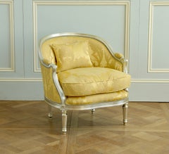 A Silver Gilt Wood Hollywood Regency Style Marquise Armchair