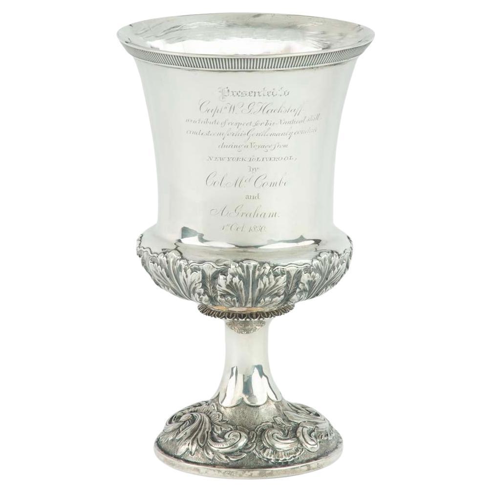 A silver goblet presented to Captain W. G. Hackstaff, 1830 For Sale