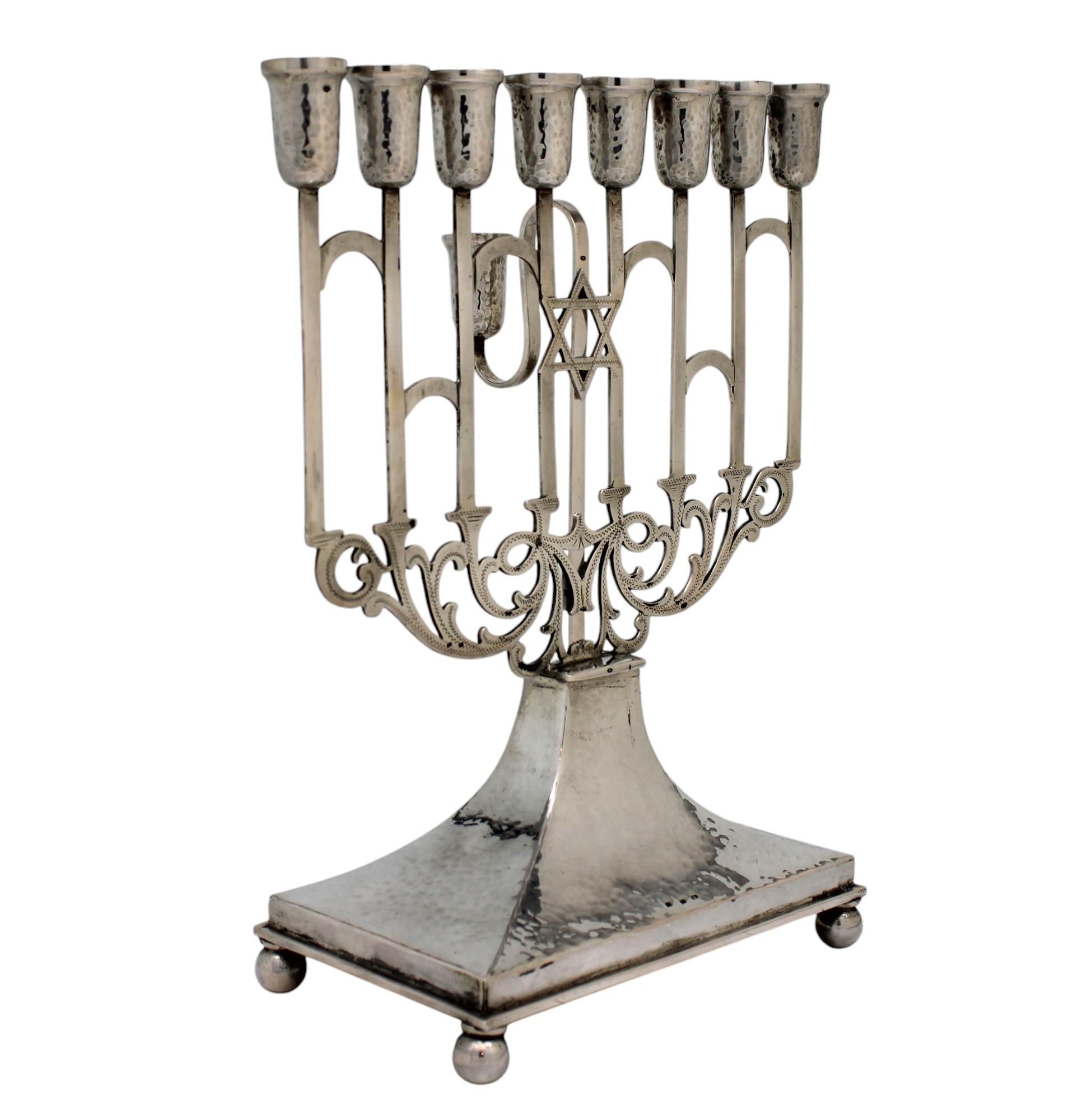Hammered A Silver Hanukkah Lamp, Austria Circa 1925