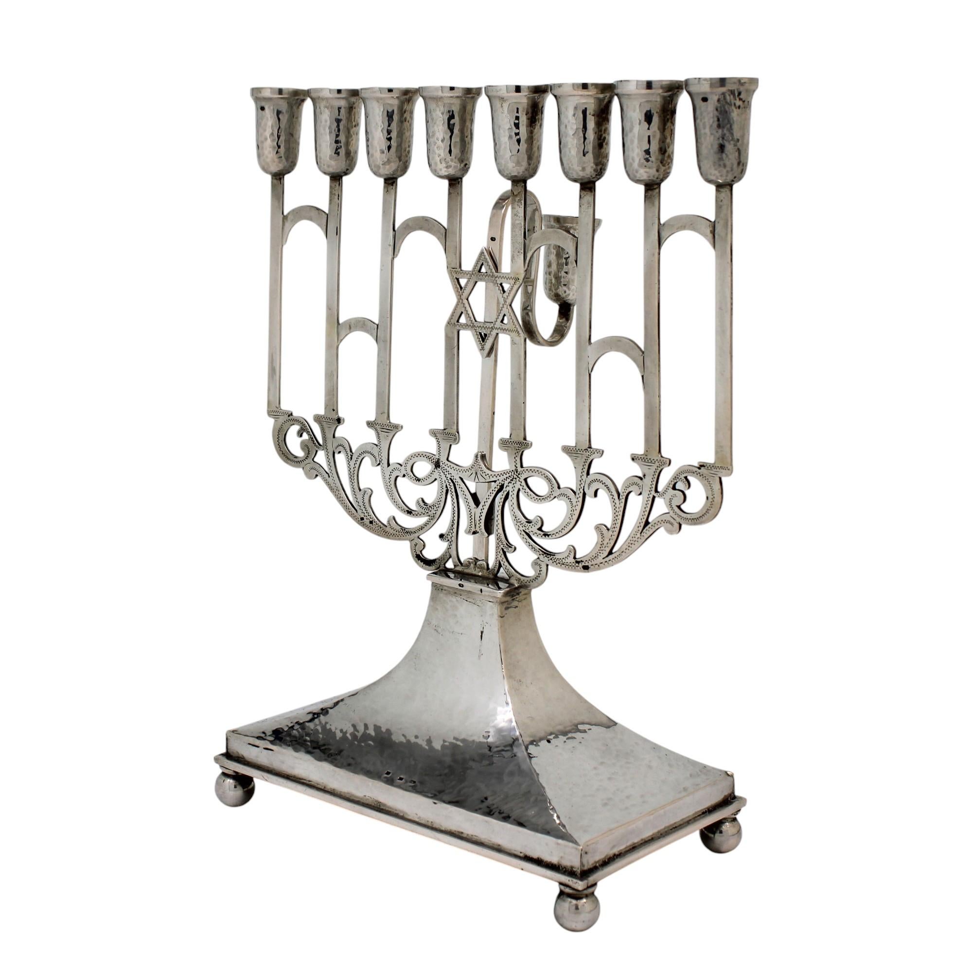 A Silver Hanukkah Lamp, Austria Circa 1925 In Good Condition In New York, NY
