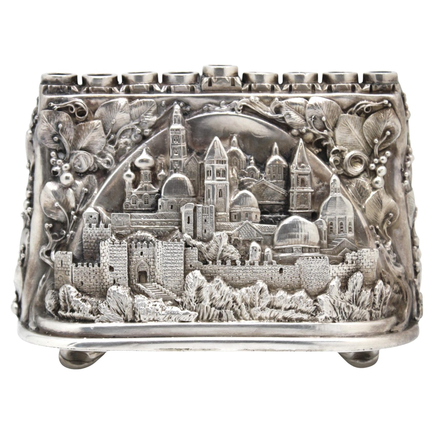 A Silver Hanukkah Lamp, par Henryk Winograd, New York 1991 en vente
