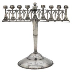 Antique A Silver Hanukkah Lamp , Germany Circa 1930