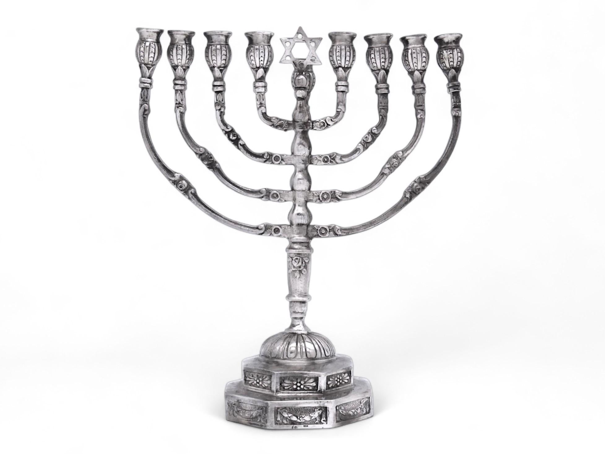 A Silver Hanukkah Menorah, Germany Circa 1900 In Good Condition In New York, NY