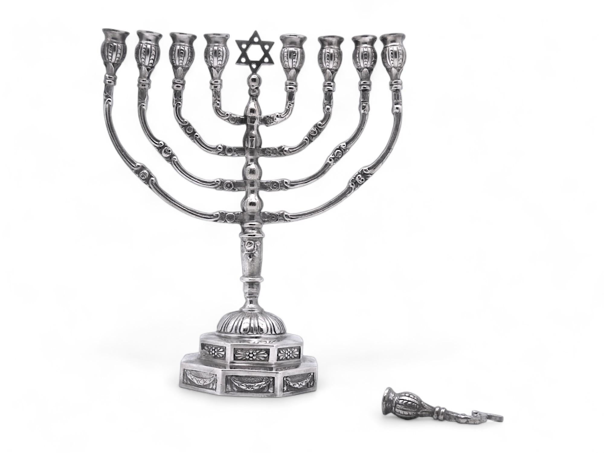 19th Century A Silver Hanukkah Menorah, Germany Circa 1900