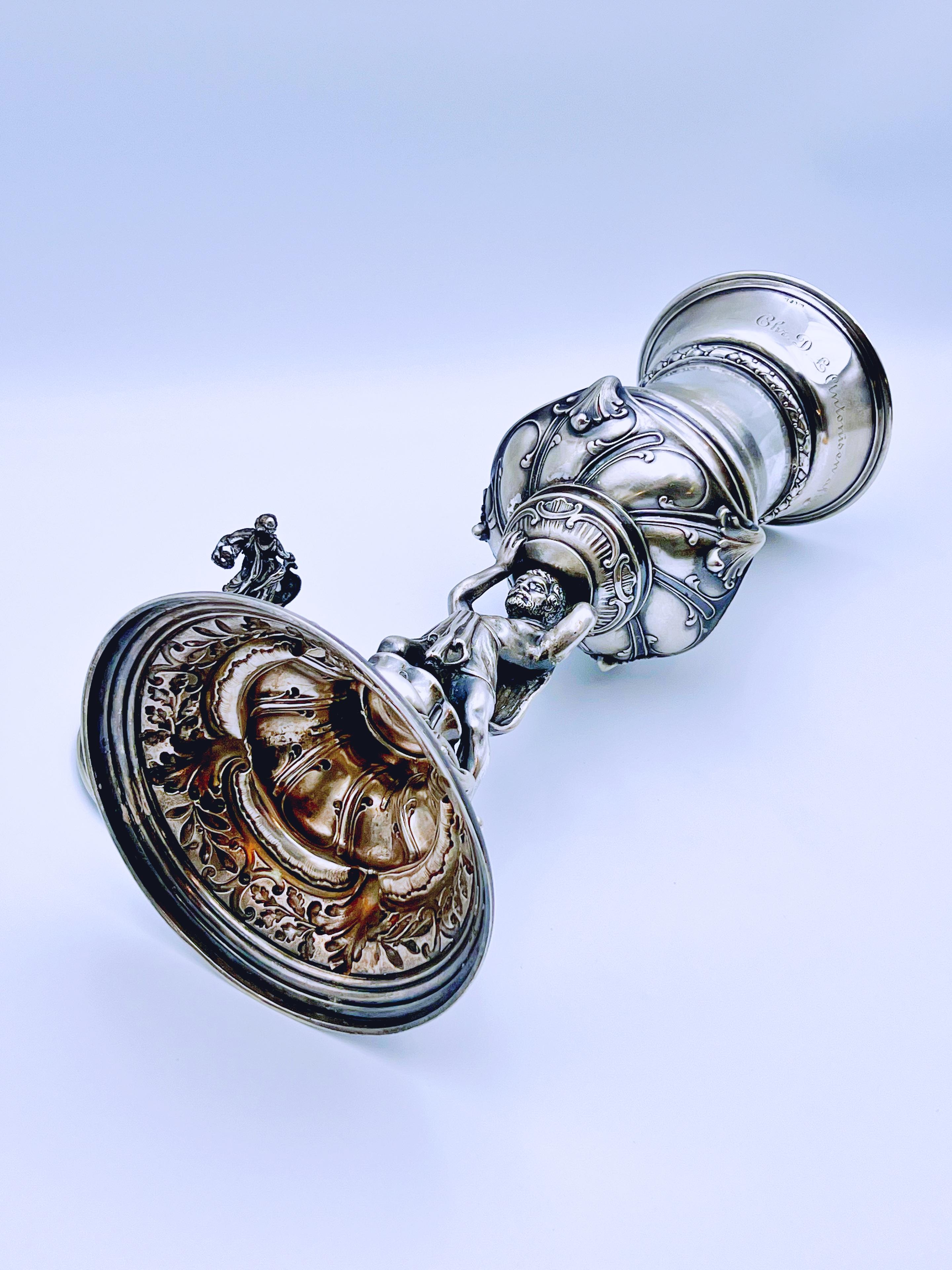 Calice figurato storico in argento con coperchio del 1885 in vendita 8