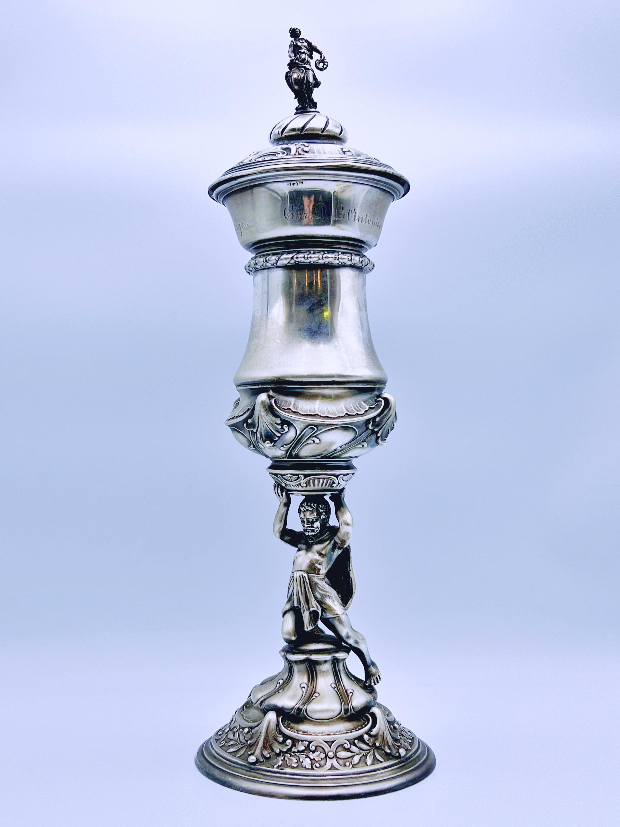 Calice figurato storico in argento con coperchio del 1885 in vendita 10