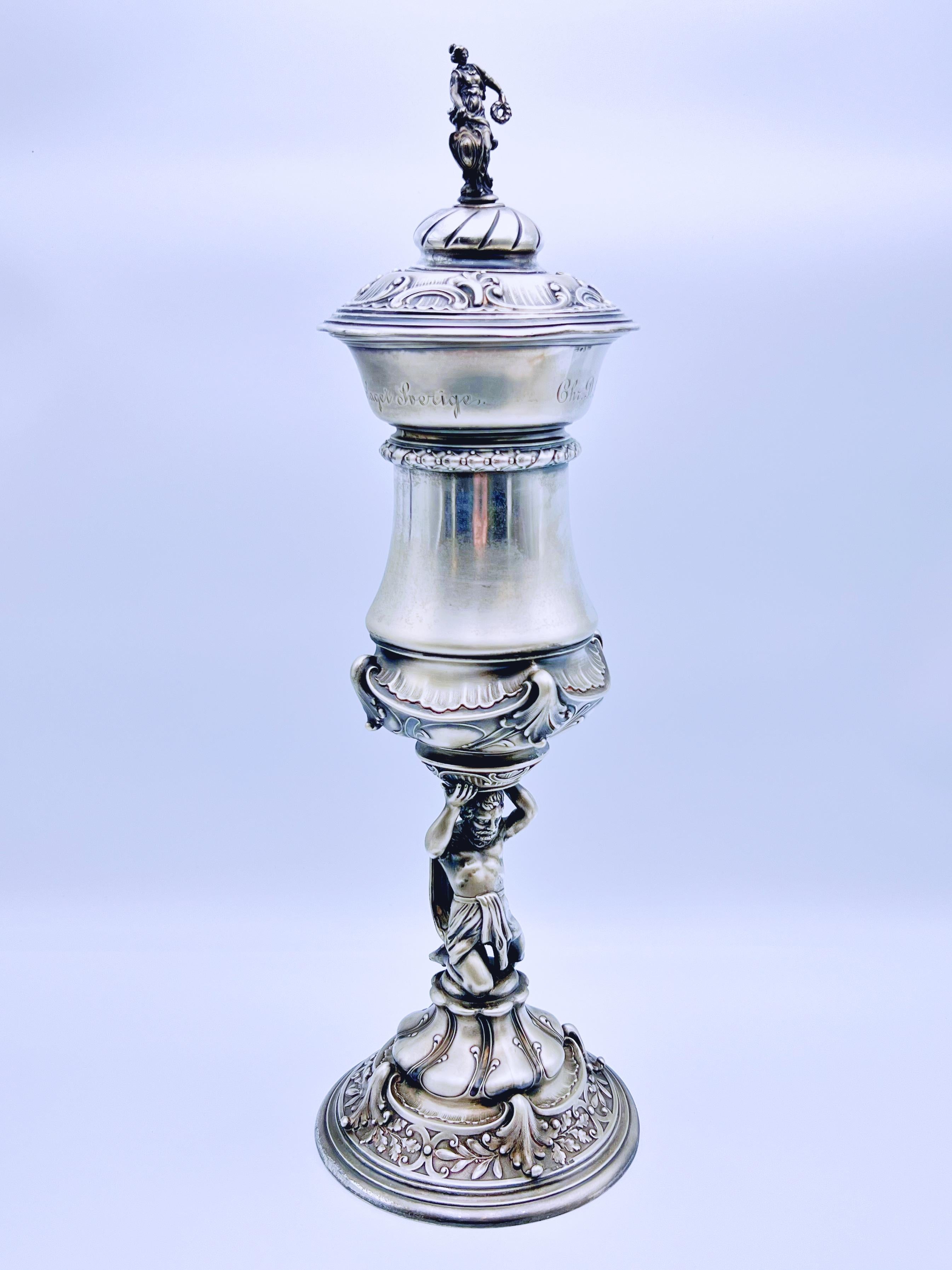 Calice figurato storico in argento con coperchio del 1885 in vendita 12