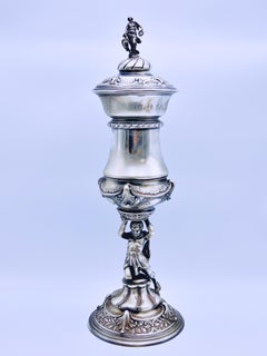 A Silver Historicist Figural Goblet with Cover from 1885