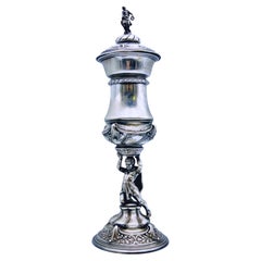 A Silver Historicist Figural Goblet with Cover from 1885